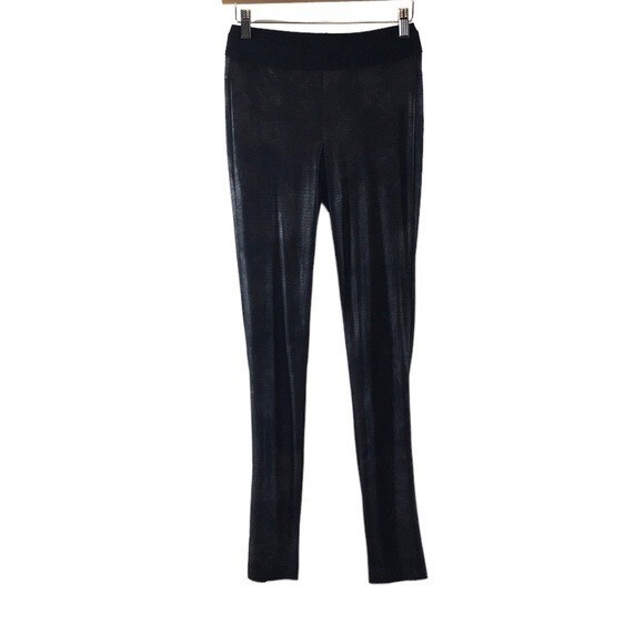 BCBGMaxAzria Gunmetal Black Slim Ankle Zip Pants Womens XS Pull On Faux Leather - Picture 1 of 9